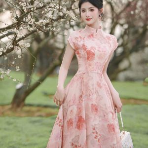 New Chinese Style Improved Qipao Dress with Ruffles